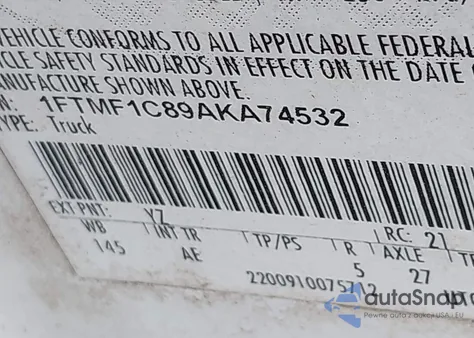 2010 Ford F-150 Xl/Xlt from USA, damaged, VIN 1FTMF1C89AKA74532